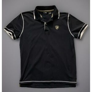 Goode Rider Short Sleeve Polo Shirt Black White Embroidered Logo Large JBHS